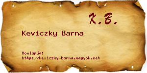 Keviczky Barna névjegykártya