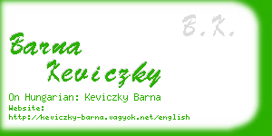 barna keviczky business card